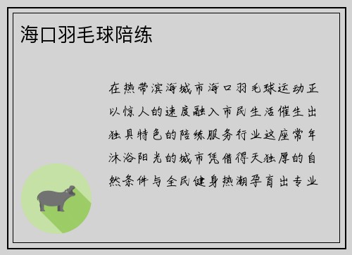 海口羽毛球陪练